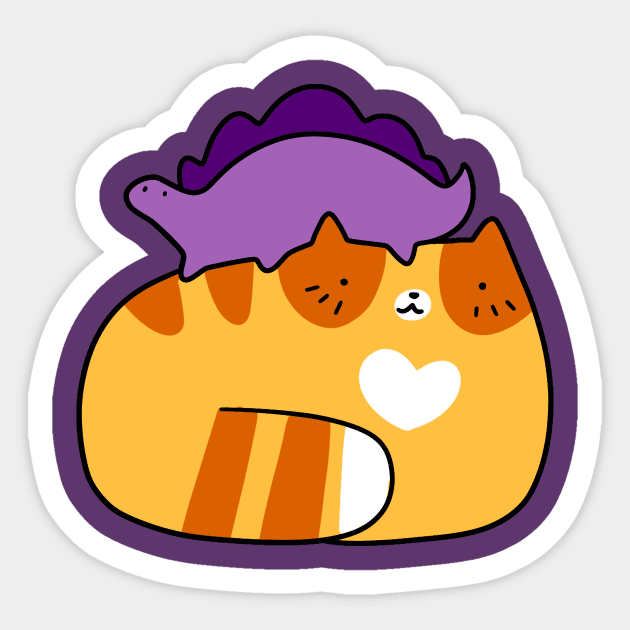 Stegosaurus and Orange Tabby Cat Sticker by saradaboru